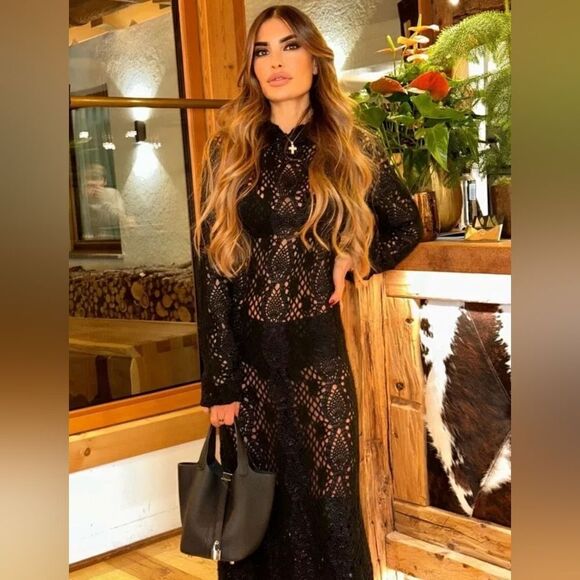 ZARA LIMITED EDITION LONG MAXI CROCHET DRESS - Picture 7 of 16